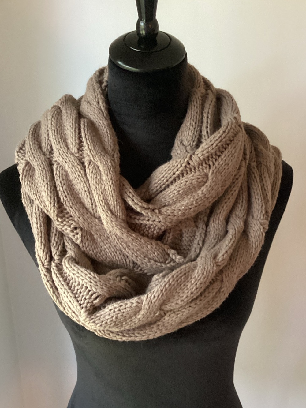 C.C Taupe Cable Knit Infinity Scarf